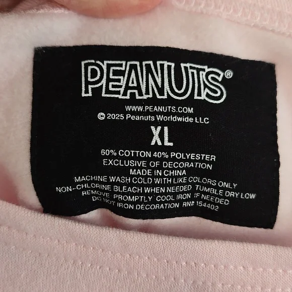 Peanuts Oversized Valentine Pink Sweatshirt XL New With Tags - Picture 3 of 6